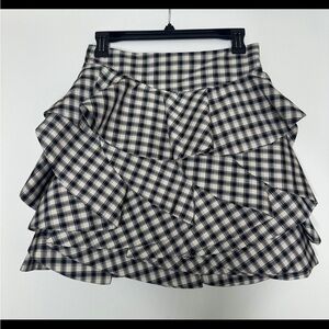 Sister Jane Black and White Checkered A-Line Skirt